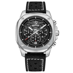 BENYAR BY-5222A – montre classique de luxe pour hommes avec bracelet en cuir - Noir