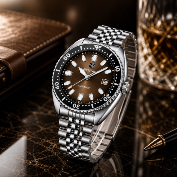 Alternative view of BENYAR BY-5211C Montre Homme Automatique – Bracelet Acier Inoxydable Marron