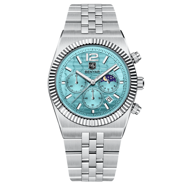 BENYAR BY-5225D Montre Homme Chronographe Étanche en Acier Inoxydable - Bleu