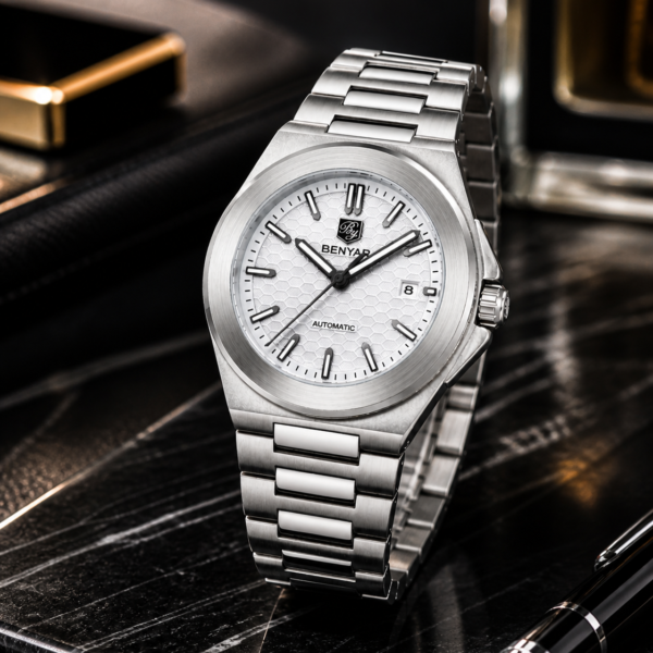 Alternative view of BENYAR BY-5219D Montre Homme Automatique Étanche en Acier Inoxydable - Blanc