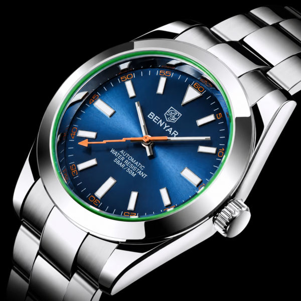 Alternative view of BENYAR BY-5176B Montre Homme Automatique Étanche en Acier Inoxydable - Bleu
