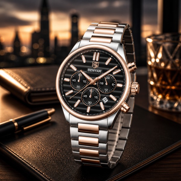 Alternative view of BENYAR BY-5214F Montre Homme Chronographe Étanche en Acier Inoxydable - noir & bronze