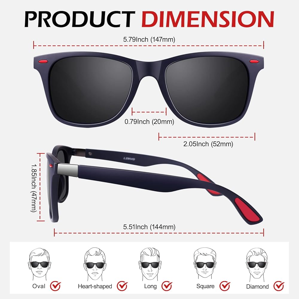 BARCUR A21-300A Bleu – Lunettes de soleil de luxe carrées dégradées – Design Élégant et Intemporel – Image 3