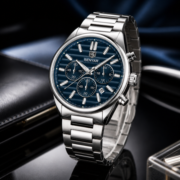 Alternative view of BENYAR BY-5214B Montre Homme Chronographe Étanche en Acier Inoxydable - Bleu