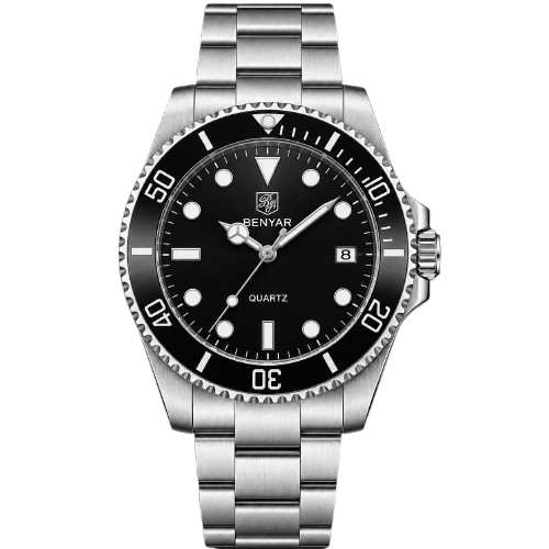 BENYAR BY-5223A Montre Homme Classique Étanche en Acier Inoxydable - Noir