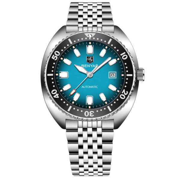 BENYAR BY-5211B Montre Homme Automatique – Bracelet Acier Inoxydable Bleu