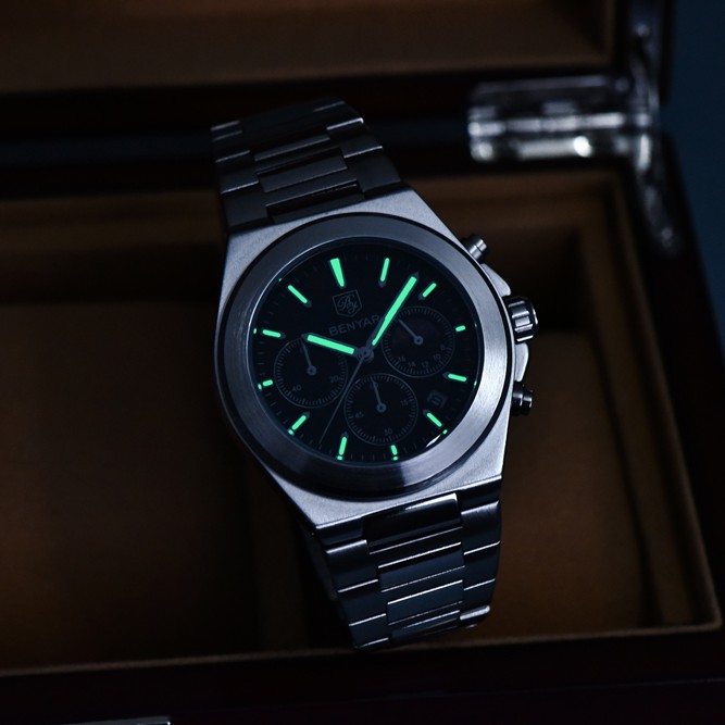 BENYAR BY-5250A Montre Homme Chronographe Étanche en Acier Inoxydable - Noir – Image 4