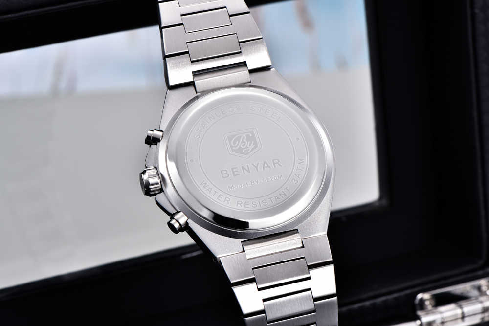 BENYAR BY-5250A Montre Homme Chronographe Étanche en Acier Inoxydable - Noir – Image 5