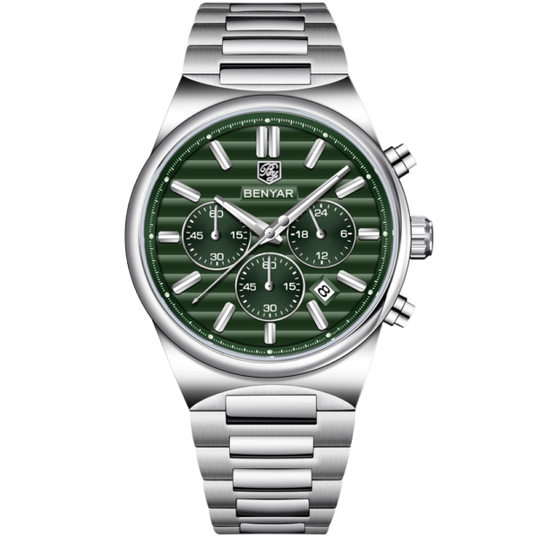 BENYAR BY-5214C Montre Homme Chronographe Étanche en Acier Inoxydable - vert