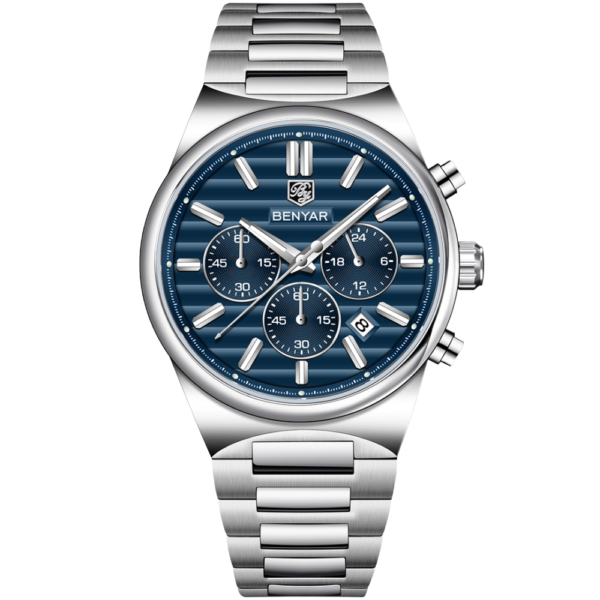 BENYAR BY-5214B Montre Homme Chronographe Étanche en Acier Inoxydable - Bleu