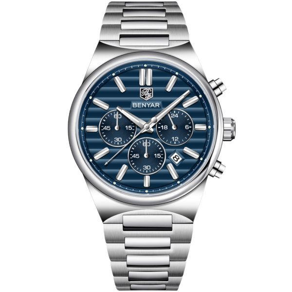 BENYAR BY-5214B Montre Homme Chronographe Étanche en Acier Inoxydable - Bleu