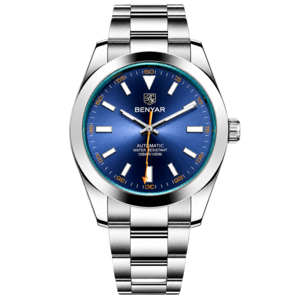 BENYAR BY-5176B Montre Homme Automatique Étanche en Acier Inoxydable - Bleu