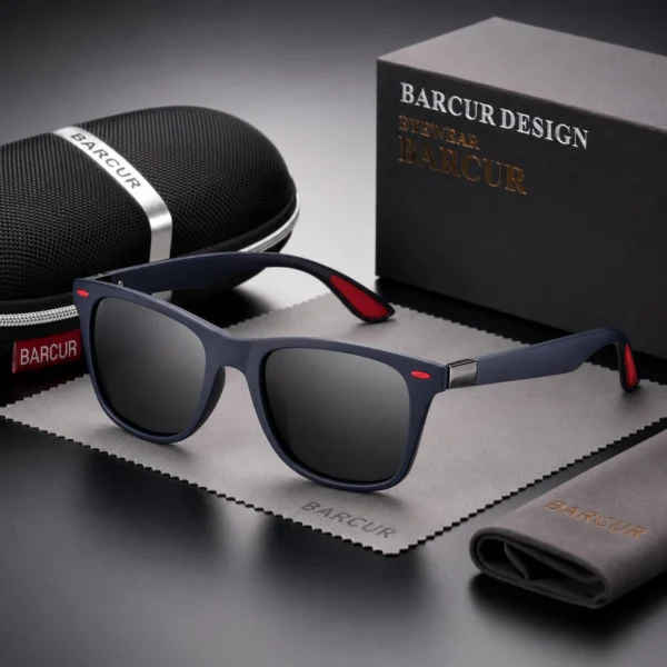 BARCUR A21-300A Bleu – Lunettes de soleil de luxe carrées dégradées – Design Élégant et Intemporel