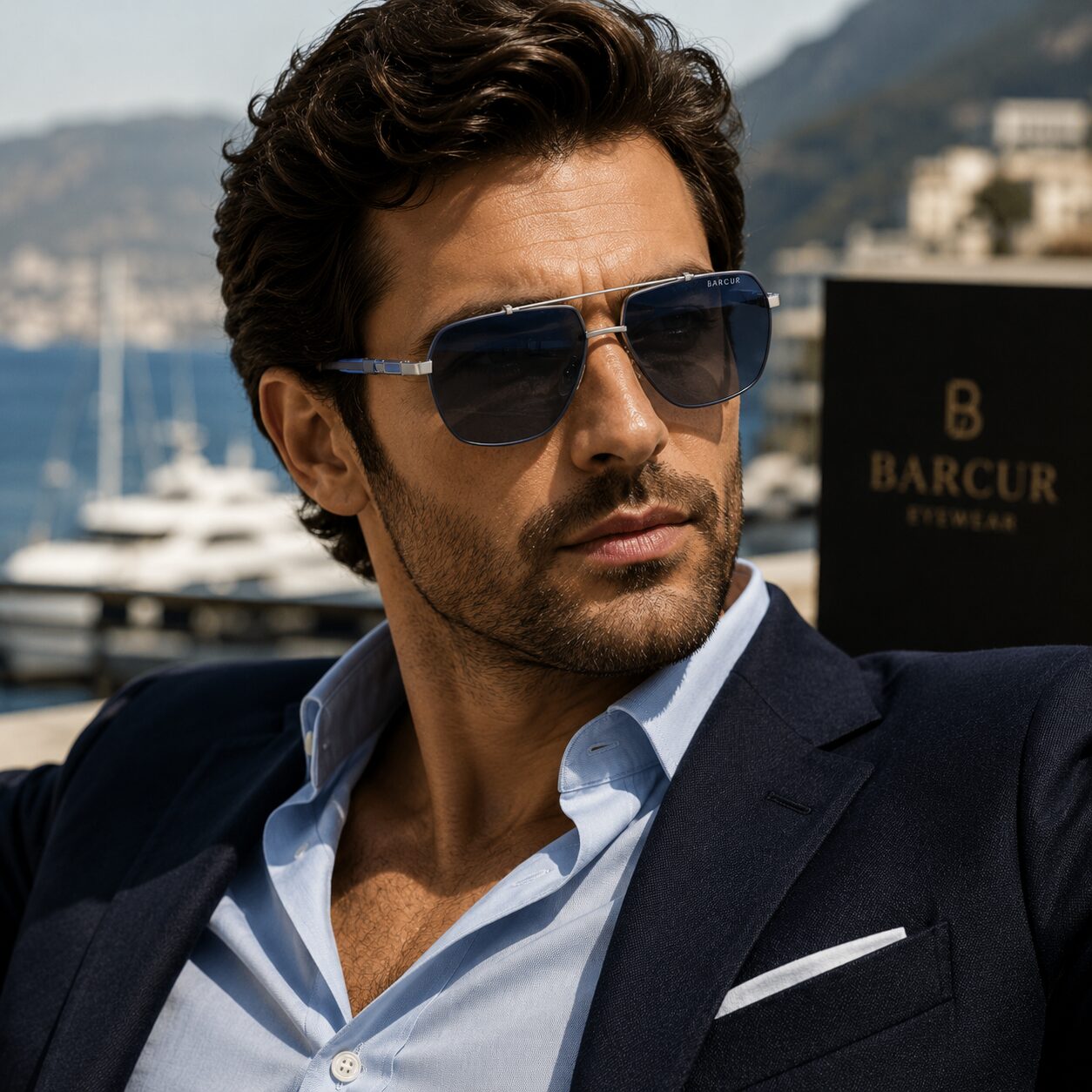 BARCUR Barcur 8769B Bleu ciel – Lunettes de soleil de luxe carrées dégradées – Design Élégant et Intemporel – Image 2