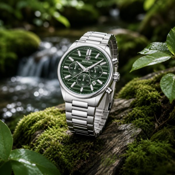 Alternative view of BENYAR BY-5214C Montre Homme Chronographe Étanche en Acier Inoxydable - vert