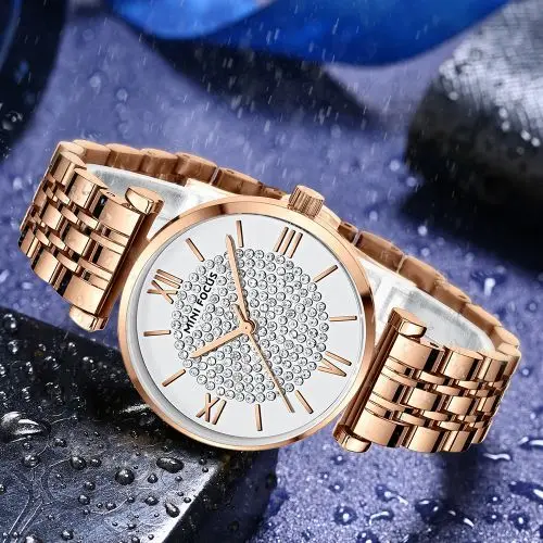 Alternative view of MINI FOCUS MF0334B – montre chronographe de luxe pour femmes avec bracelet en acier inoxydable - bronze