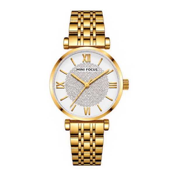 MINI FOCUS MF0334A – montre chronographe de luxe pour femmes avec bracelet en acier inoxydable - doré