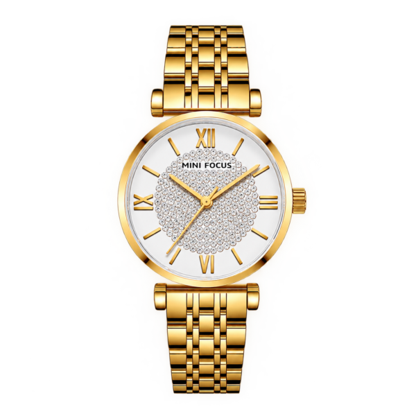 MINI FOCUS MF0334A – montre chronographe de luxe pour femmes avec bracelet en acier inoxydable - doré