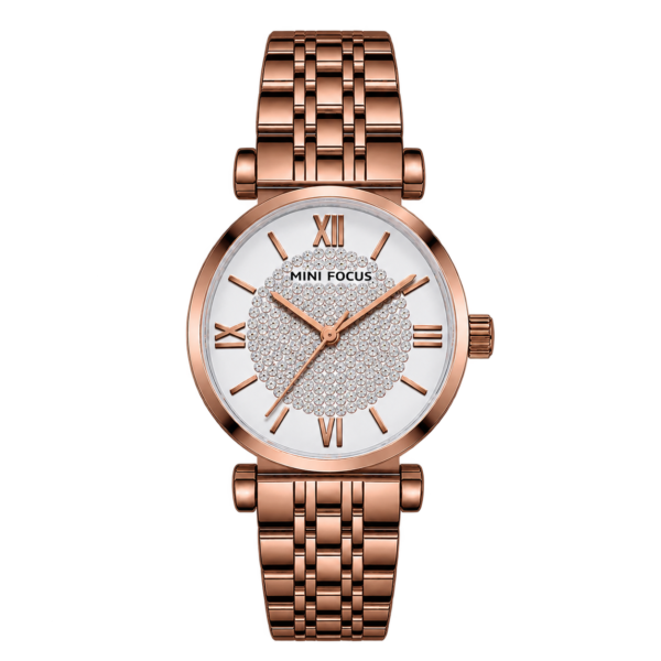 MINI FOCUS MF0334B – montre chronographe de luxe pour femmes avec bracelet en acier inoxydable - bronze