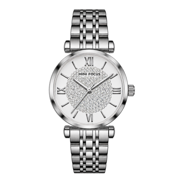 MINI FOCUS MF0334C – montre chronographe de luxe pour femmes avec bracelet en acier inoxydable - Argent