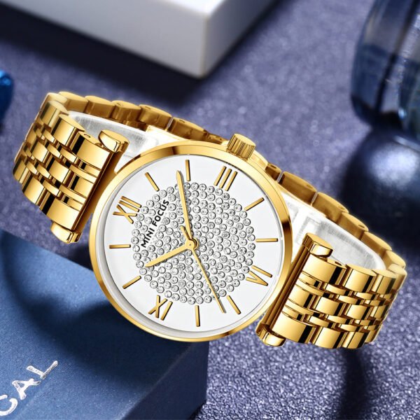 Alternative view of MINI FOCUS MF0334A – montre chronographe de luxe pour femmes avec bracelet en acier inoxydable - doré